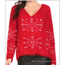 Suéter rojo de Navidad PK1885HX con nieve blanca